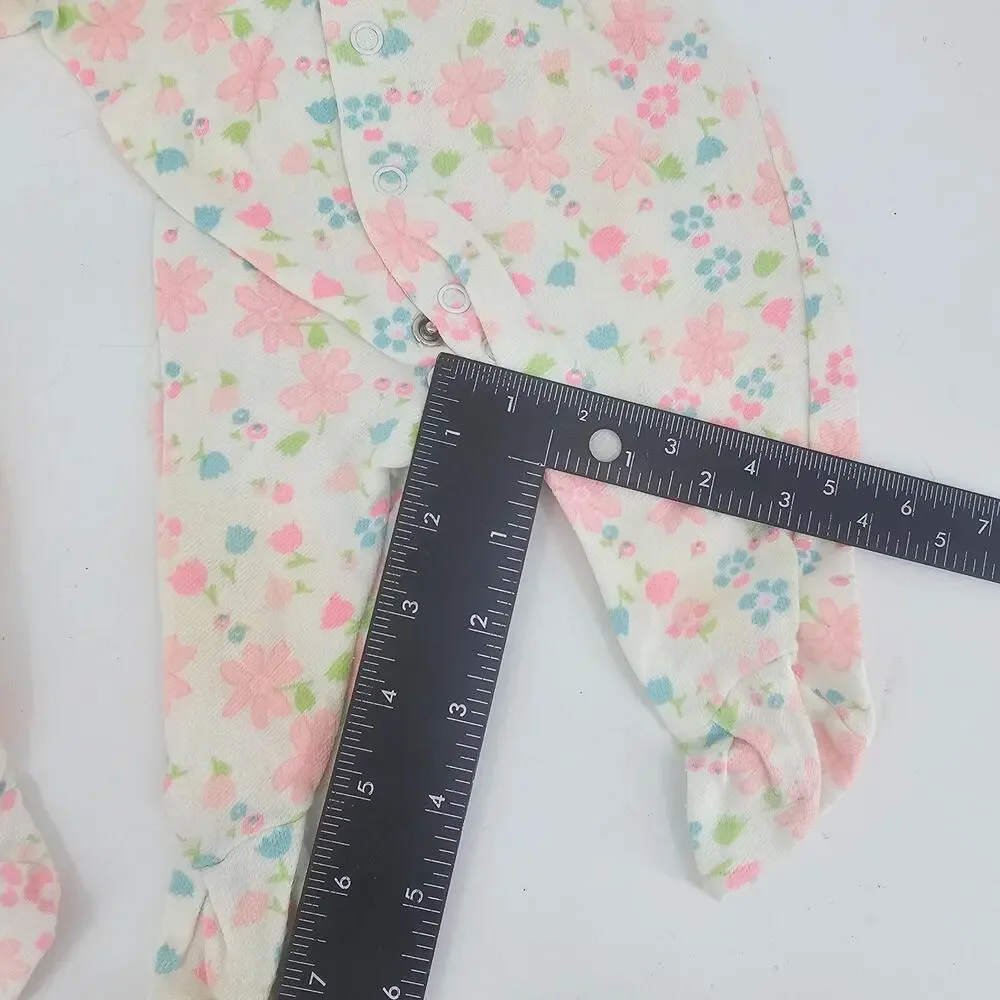 Vintage Carter's Pastel Floral Footed Pajama Footies TWIN Baby Girls M 6-12 mo